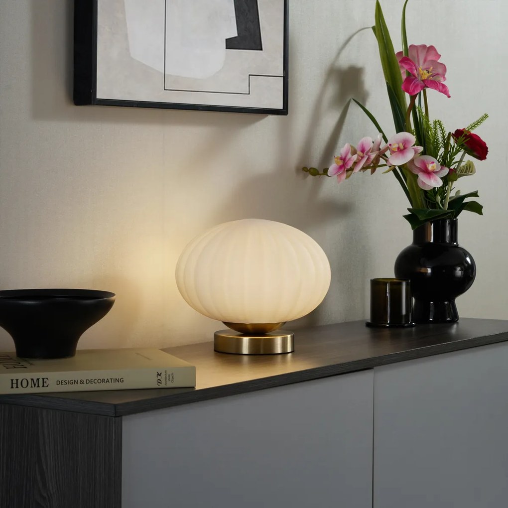 Candeeiro de Mesa Design Latão com Vidro Opal - Mochi