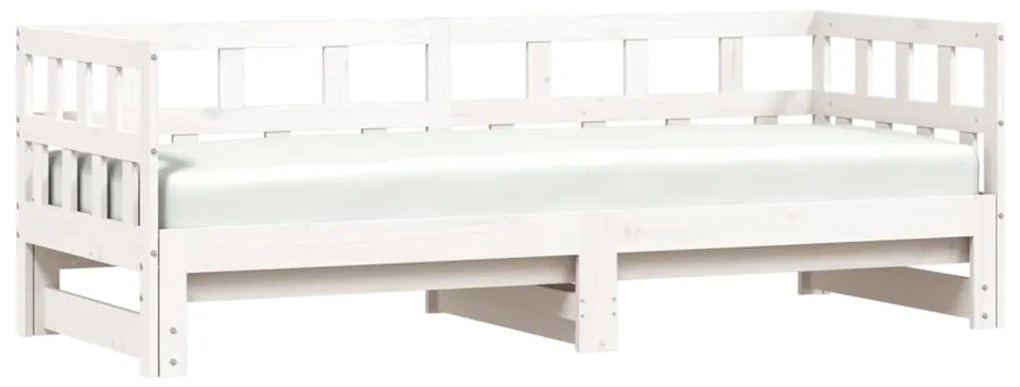 Sofá-cama com gavetão 90x190 cm madeira de pinho maciça branco