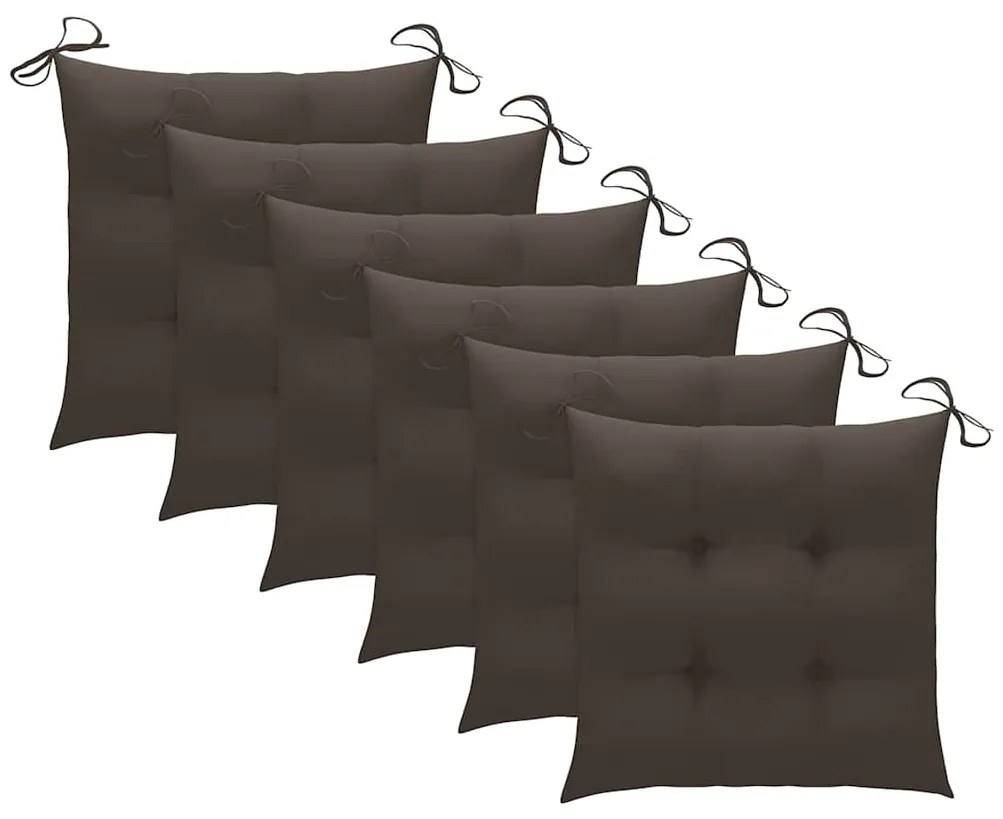 Cadeiras de jardim dobráveis c/ almofadões 6 pcs teca maciça