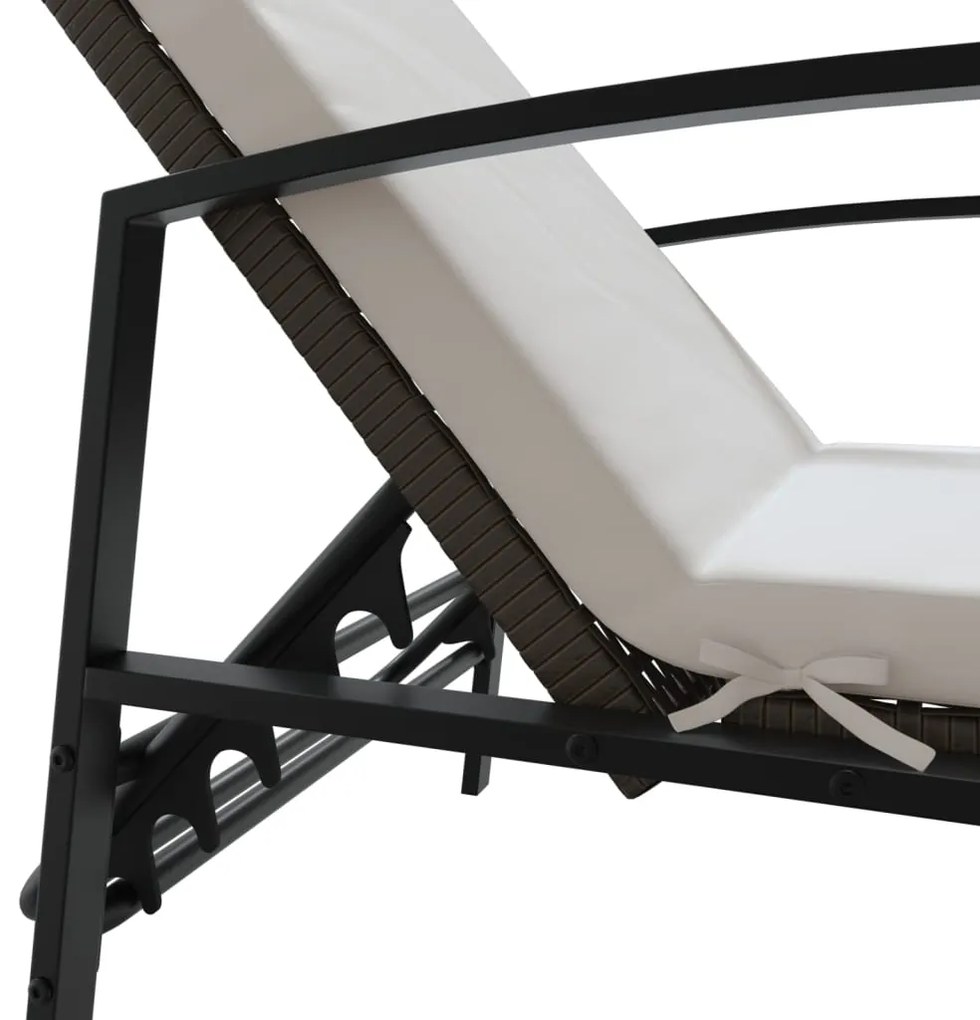 Espreguiçadeiras com mesa 2 pcs vime PE castanho