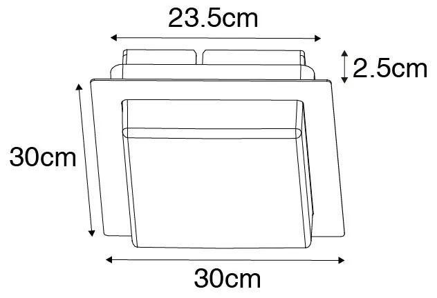 Candeeiro de teto moderno preto quadrado com LED IP44 - Lys