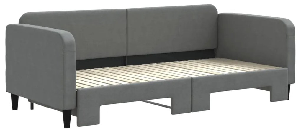 Sofá-cama com gavetão 90x200 cm tecido cinzento-escuro
