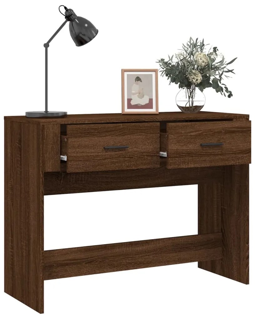 Mesa consola 100x39x75 cm derivados madeira carvalho castanho