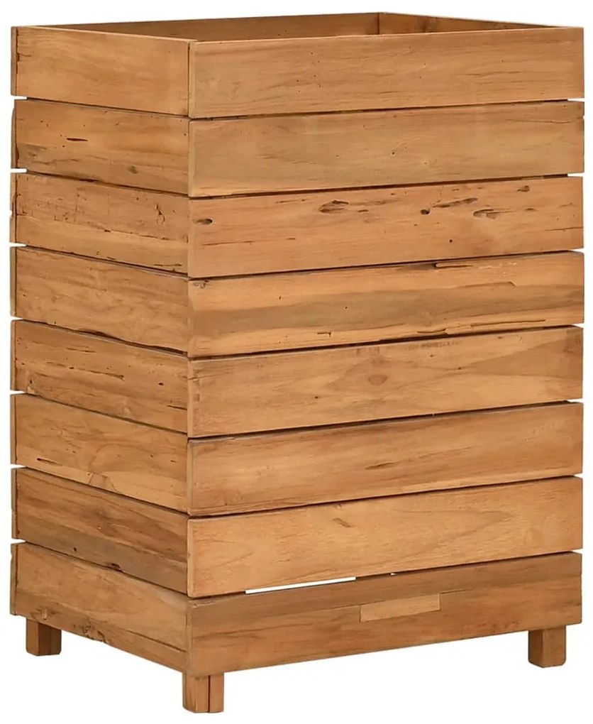 Vaso/floreira 50x40x72 cm madeira de teca reciclada e aço