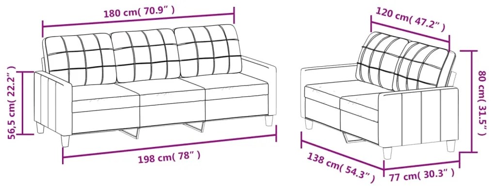 2 pcs conjunto sofás c/ almofadões couro artif. cor cappuccino