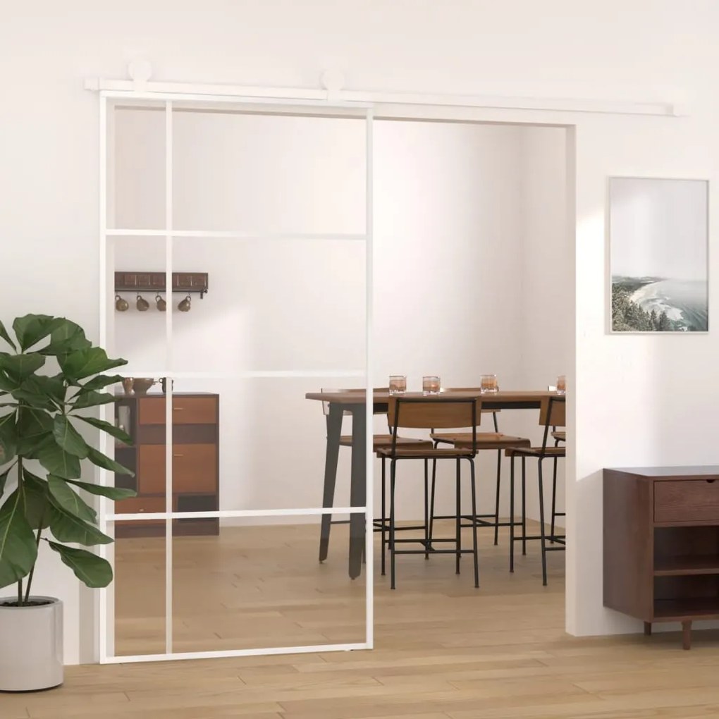 151688 vidaXL Porta deslizante em vidro ESG e alumínio 102,5x205 cm branco