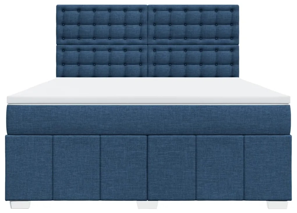Cama com molas/colchão 180x200 cm tecido azul
