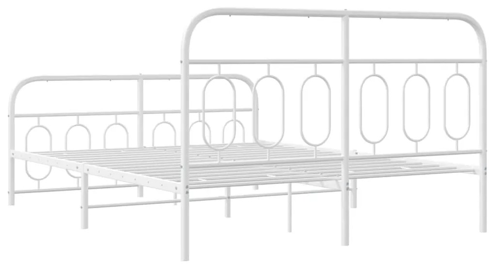 Estrutura de cama com cabeceira e pés 140x200 cm metal branco