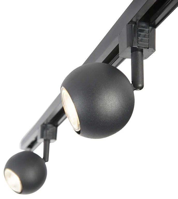 Sistema de iluminação de trilho moderno com 3 focos preto 1-Fase - Iconic Gissi