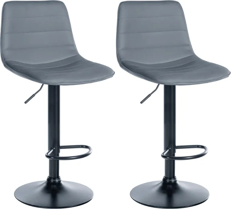 Conjunto de 2 bancos de bar Lex em couro sintético cinzento