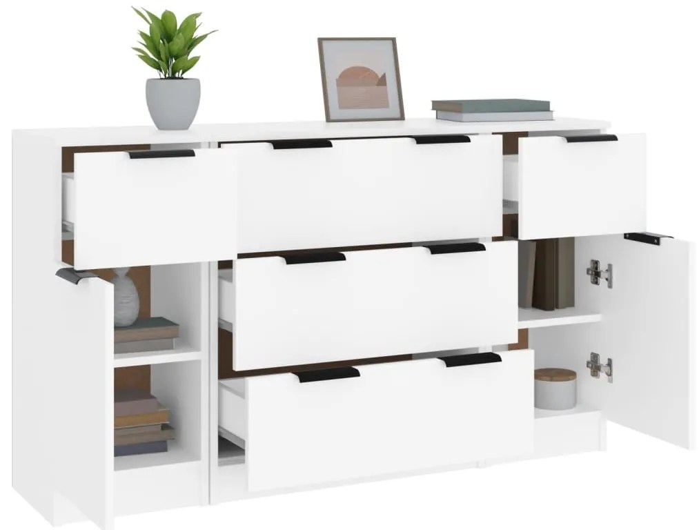 3 pcs conjunto de aparadores madeira processada branco