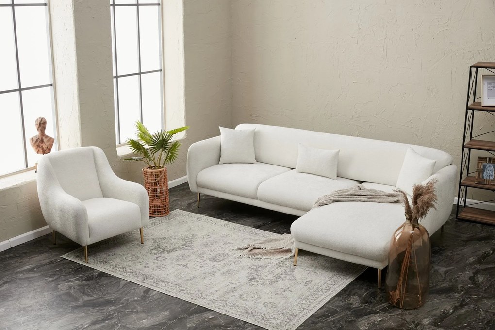 Sofá-Cama de Canto Simena – Creme Dourado – 77x77x70 cm