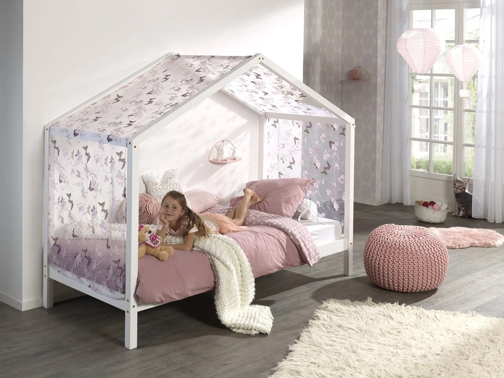 Conjunto Cama infantil de Casa DALLAS 90x200 com cortinados Branca