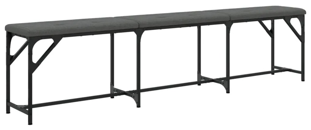 Banco de jantar 186x32x45 cm aço e tecido cinzento-escuro