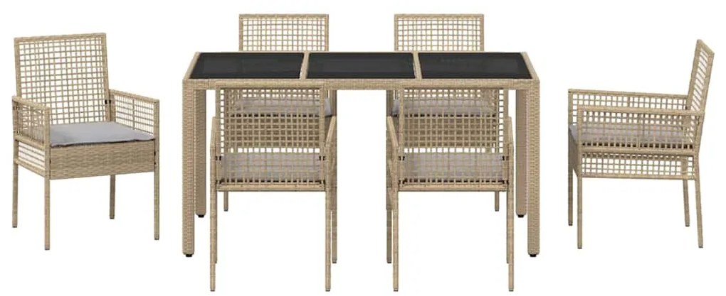 Conjunto de Jantar para Jardim 7 pcs Bege 150 x 90 x 75 cm