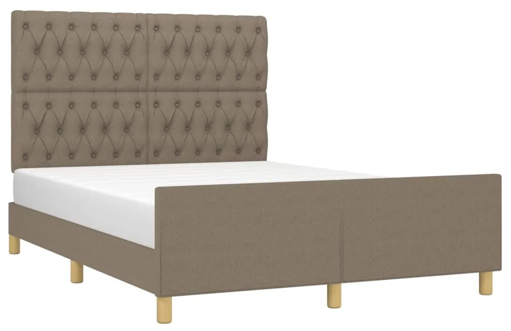 Estrutura cama cabeceira 140x190 cm tecido castanho-acinzentado