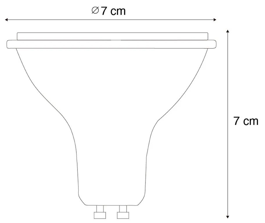 Lâmpada LED GU10 regulável em 3 níveis em Kelvin 70mm 6W 500 lm 2200 - 3600K