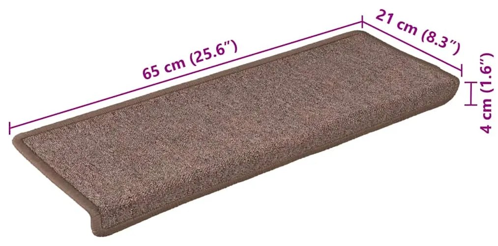 Tapetes de escadas 30 pcs 65x21x4 cm castanho