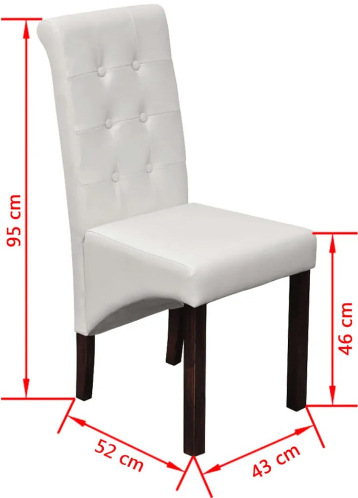 Cadeiras de jantar 6 pcs couro artificial branco