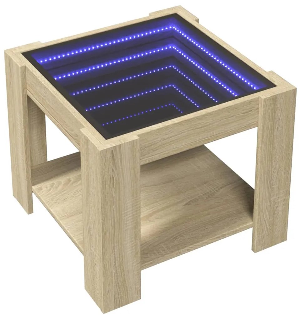 Mesa de centro c/ LEDs 53x53x45 cm derivados de madeira