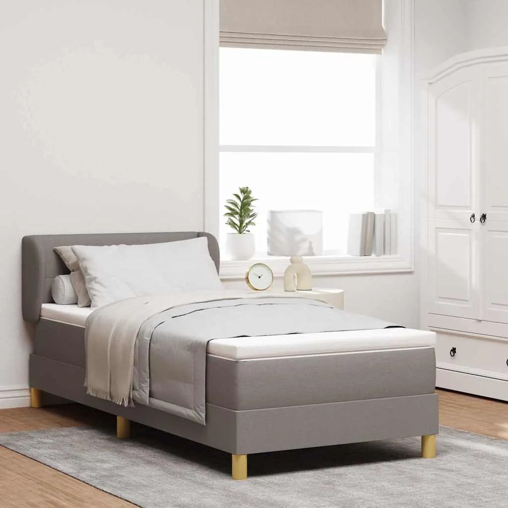 Cama Box Spring vidaXL com Colchão em Taupe, 90x200 cm, Tecido