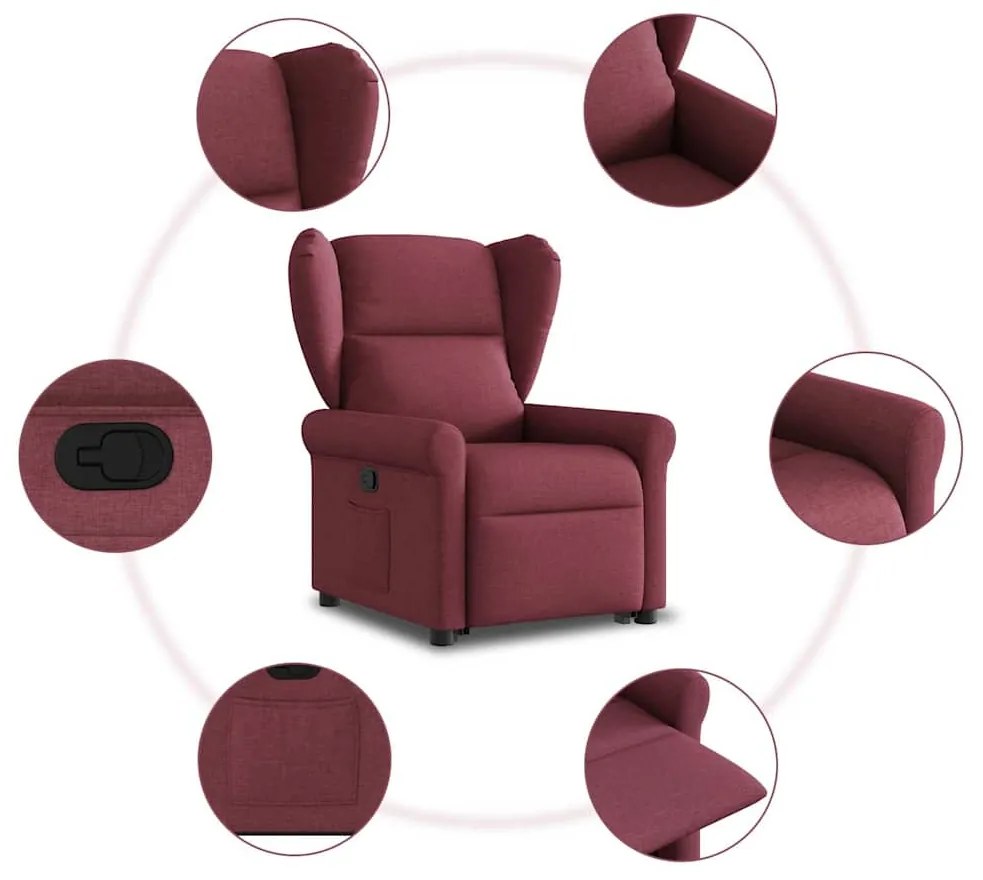 Poltrona reclinável elevatória tecido vermelho tinto