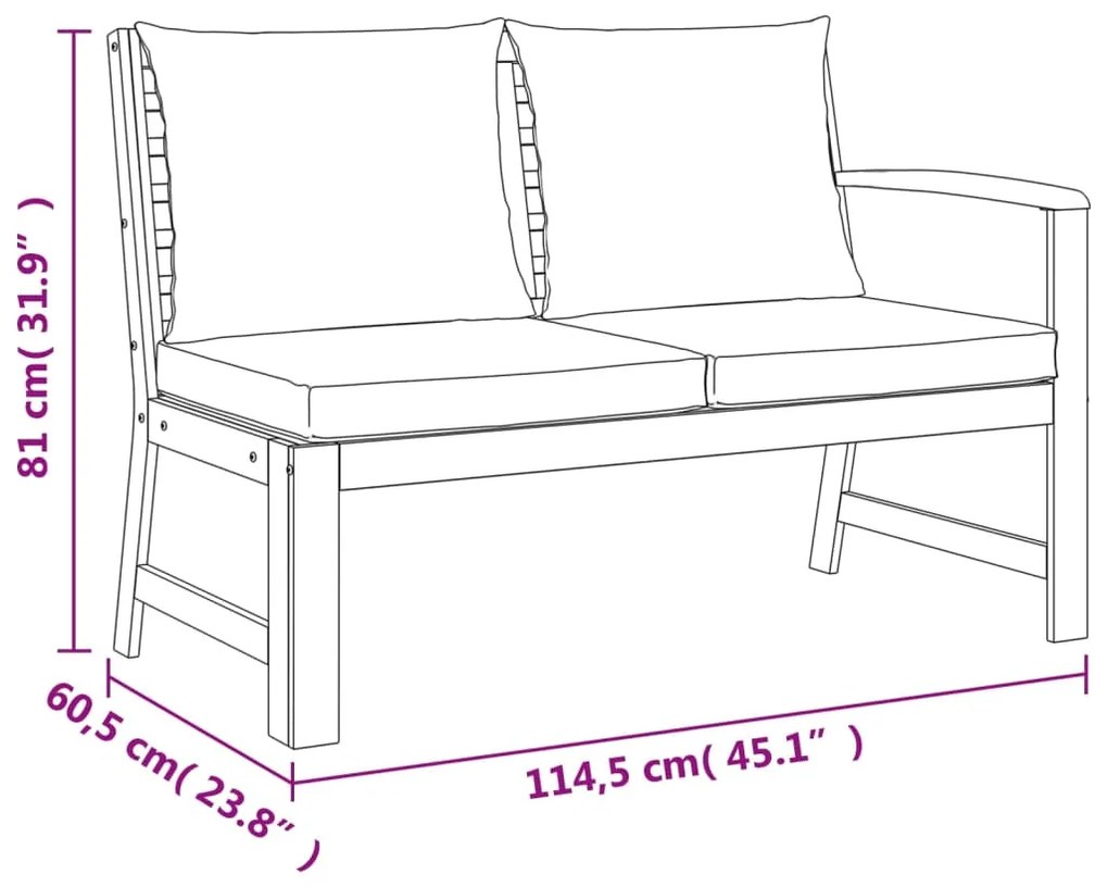 5 pcs conjunto de jantar p/ jardim c/ almofadões acácia maciça