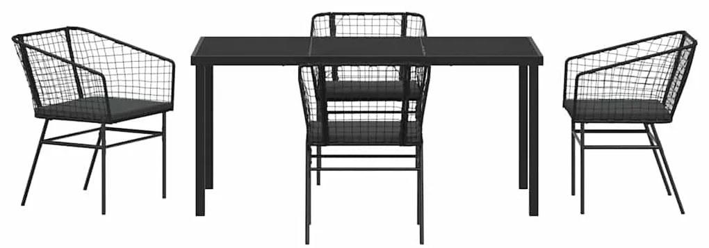 Conjunto de jantar de jardim com 5 peças em rattan sintético e comodid