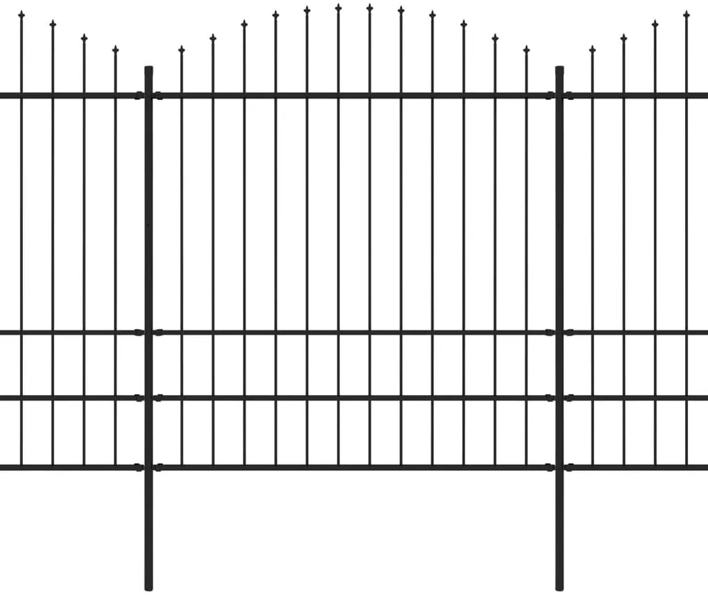 Cerca de jardim com topo em lanças (1,5-2)x13,6 m aço preto