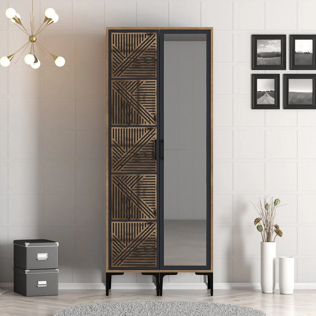 Guarda-roupa Kumsal PR – Nogueira/Antracite – 80x47,5x201,4 cm
