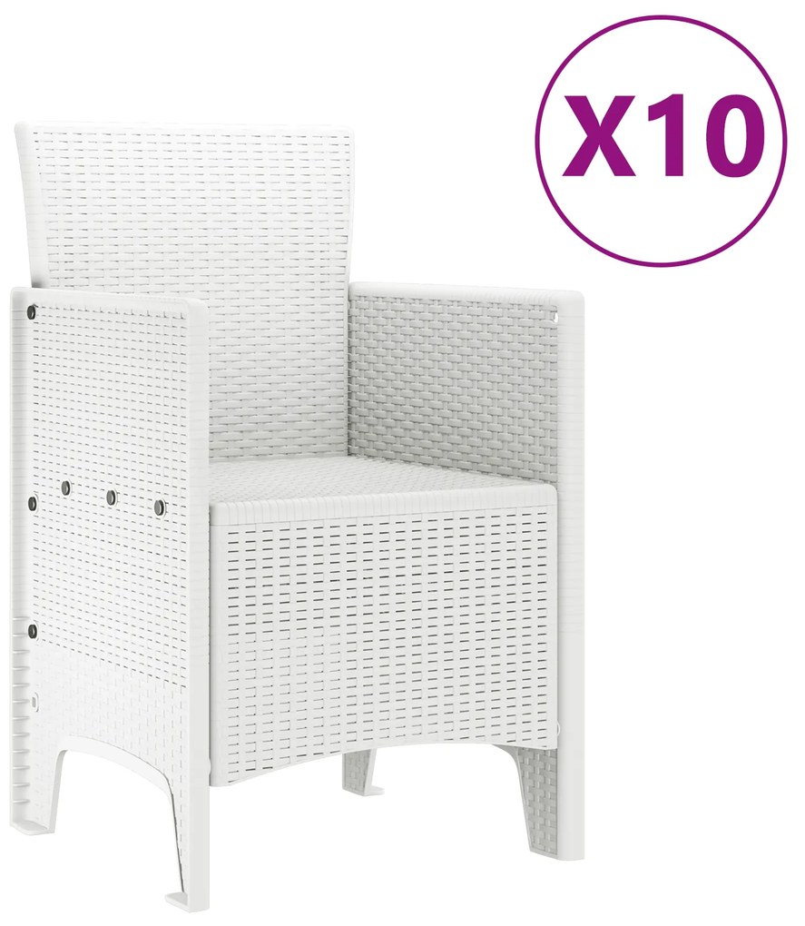 Conjunto de Jantar para Jardim de 11 Peças Branco em Polirattan