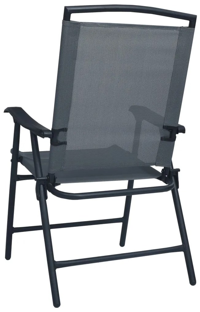 Cadeiras de jardim dobráveis 2 pcs textilene cinzento