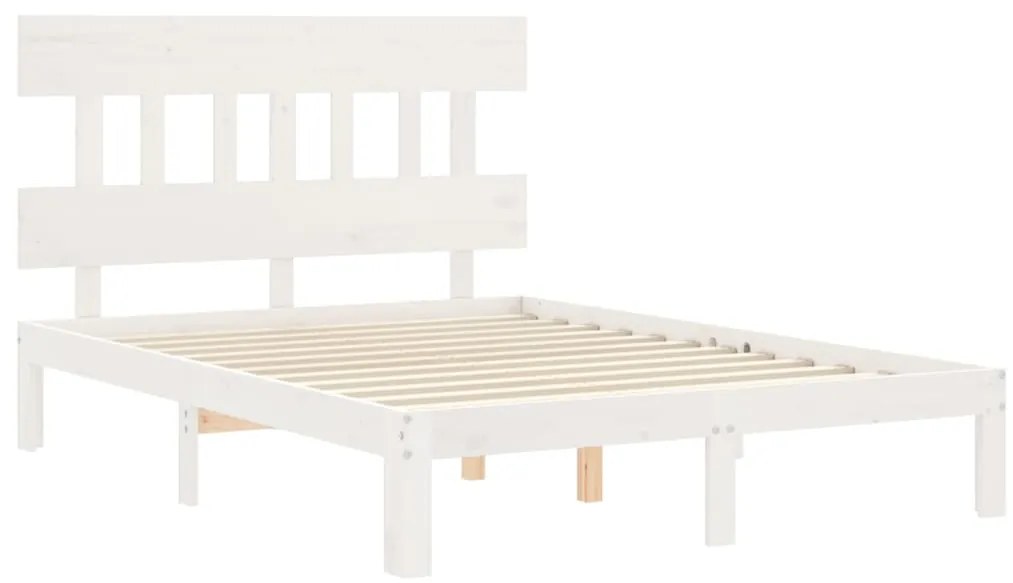 Cama sem colchão 140x190 cm madeira de pinho maciça branco