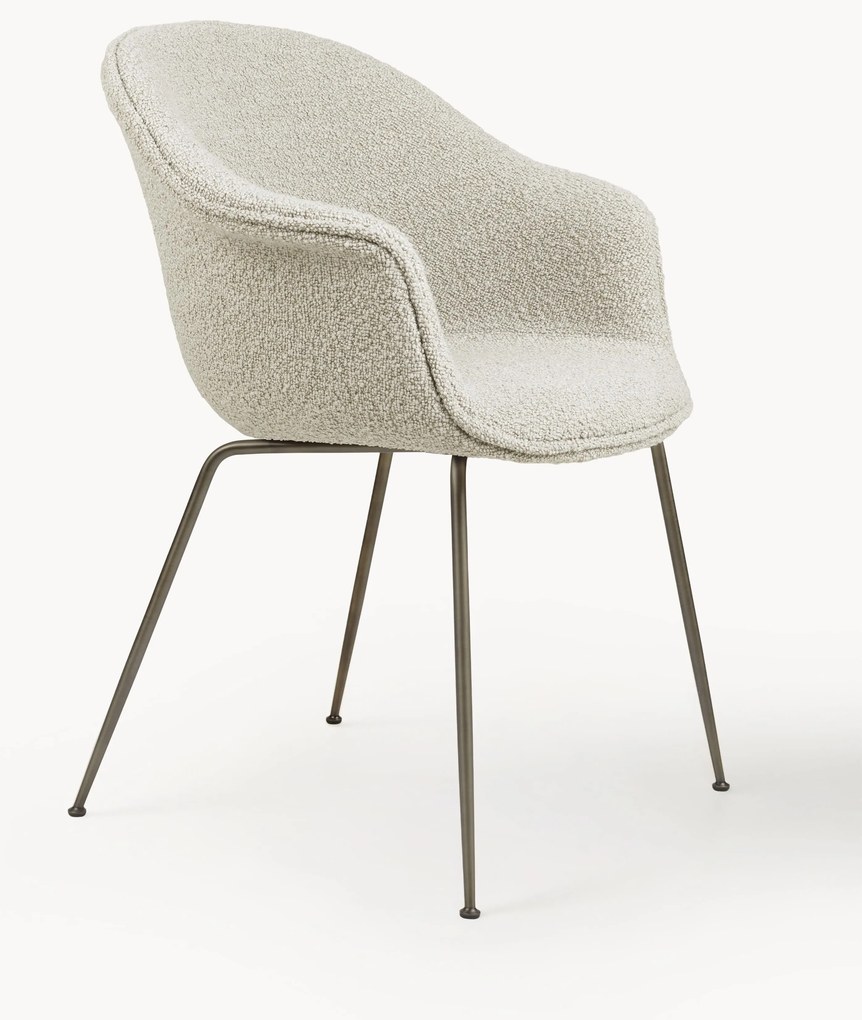 Cadeira de jantar com braços em bouclé Bat