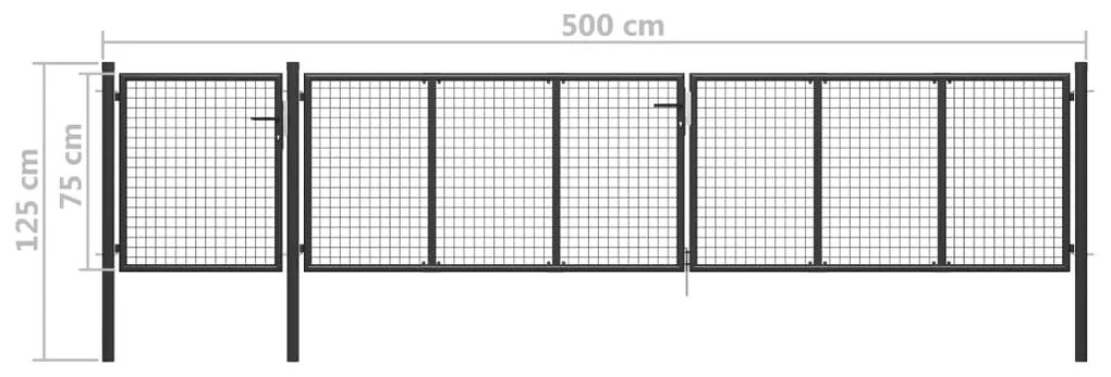 Portão de jardim 500x75 cm aço antracite