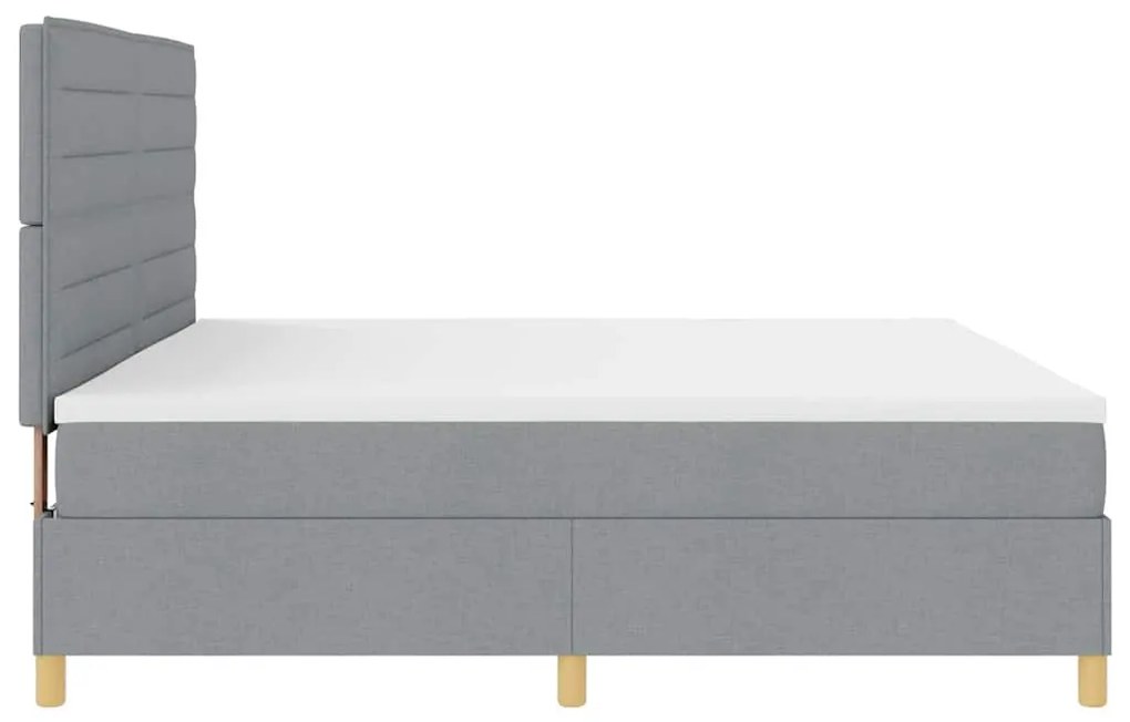 Cama Box com Colchão &amp; Luz LED Cinzento-claro 200x200 cm em Tecido
