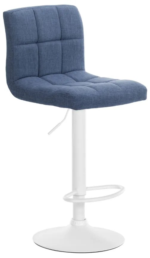Conjunto de 2 bancos altos bar em tecido com estrutura branca 94-114 x 46 x 47 cm azul