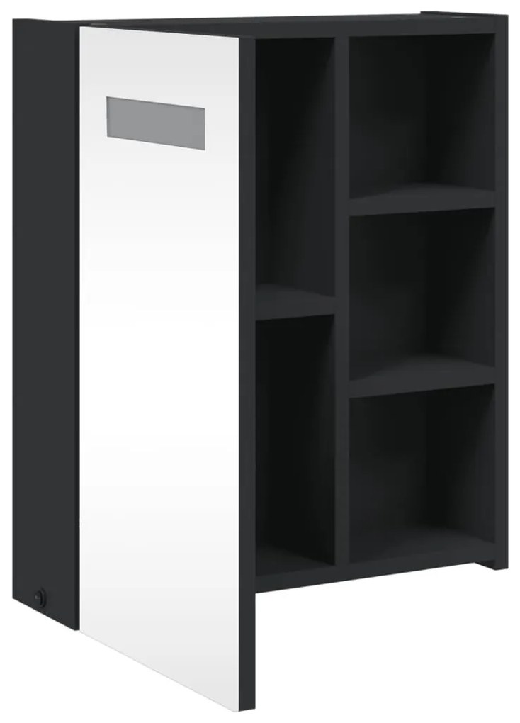 Armário espelhado p/ casa de banho c/ LEDs 45x13x52 cm preto