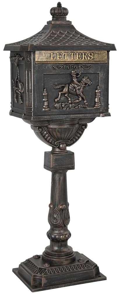 vidaXL Caixa de Correio de Pé com porta Bronze 42,5 x 29,5 x 117 cm
