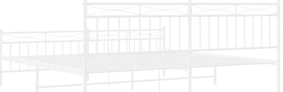 Estrutura de cama com cabeceira e pés 193x203 cm metal branco