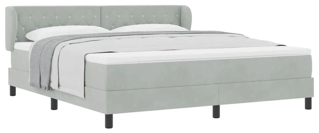 Cama Box Spring com Colchão vidaXL Cinza Claro 180x200 cm Veludo