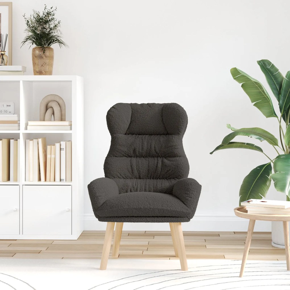 Poltrona Relaxante vidaXL Cinza Escuro em Tecido Liso Tipo Lã