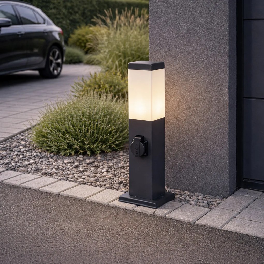 Candeeiro de exterior cinzento escuro 45cm com soquete IP44 - Malios