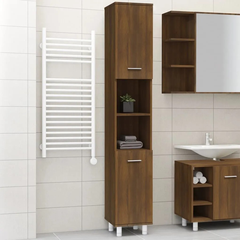 825833 vidaXL Armário WC 30x30x179 cm derivados de madeira carvalho castanho