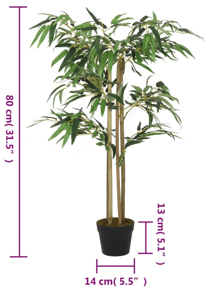 Árvore de bambu artificial 380 folhas 80 cm verde