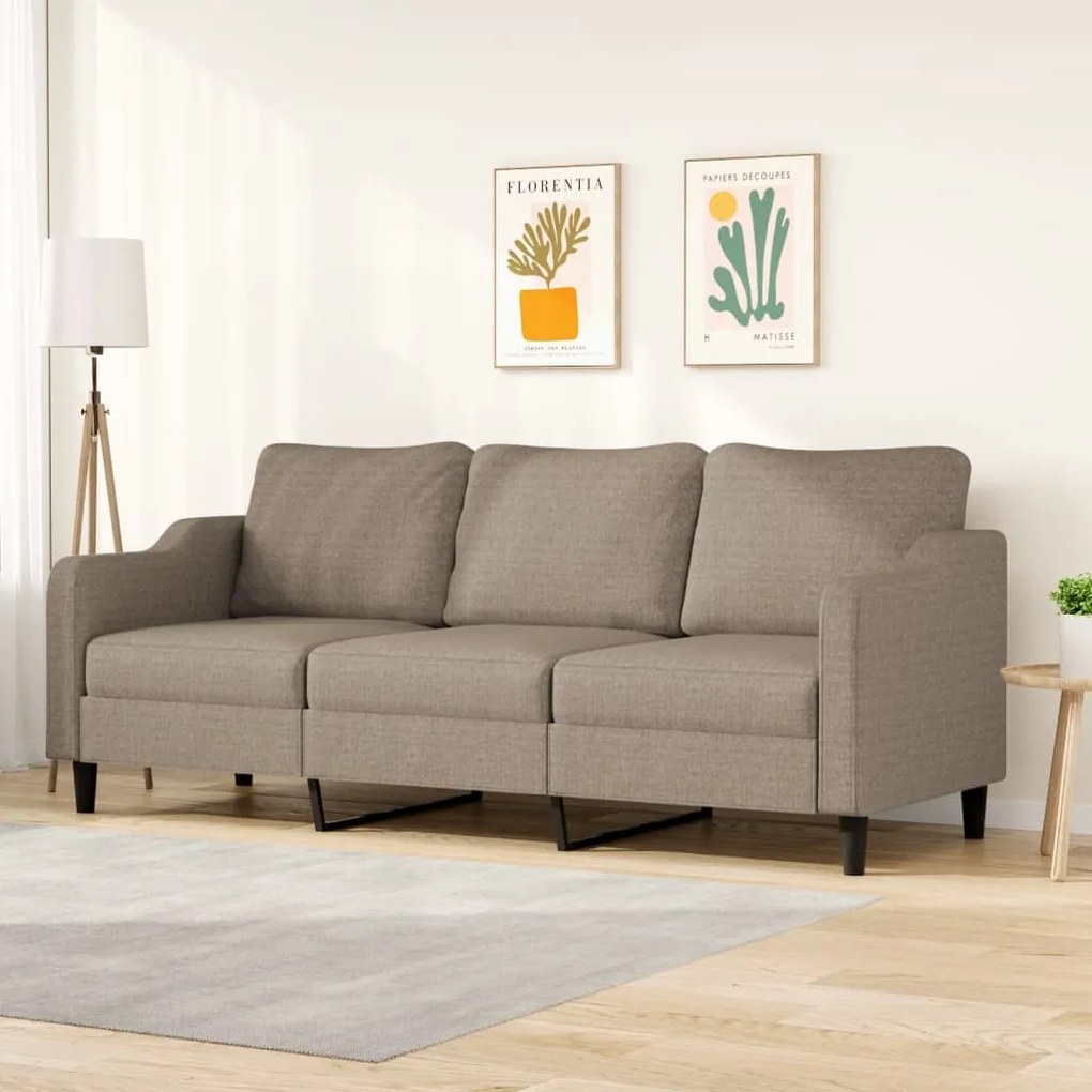 vidaXL Sofá de 3 lugares tecido 210 cm cinzento-acastanhado