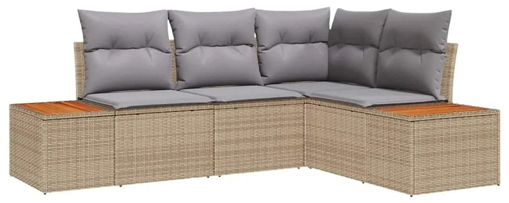 Conjunto de Sofás de Jardim com 4 Peças e Almofadas em Rattan Sintétic