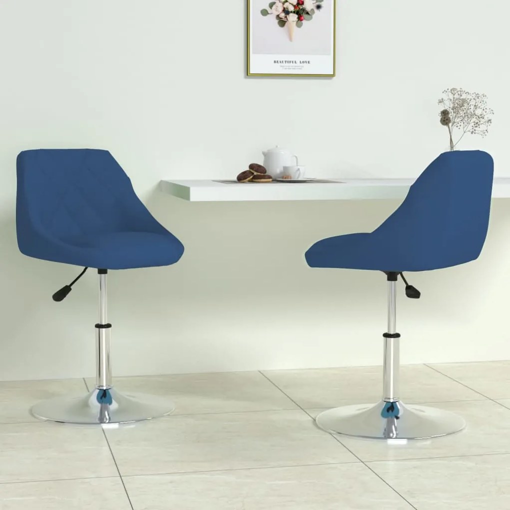 Cadeiras de jantar giratórias 2 pcs veludo azul