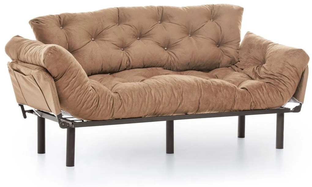 Sofá-Cama 3 Lugares Nitta – Castanho Claro – 185 x 85 x 70 cm