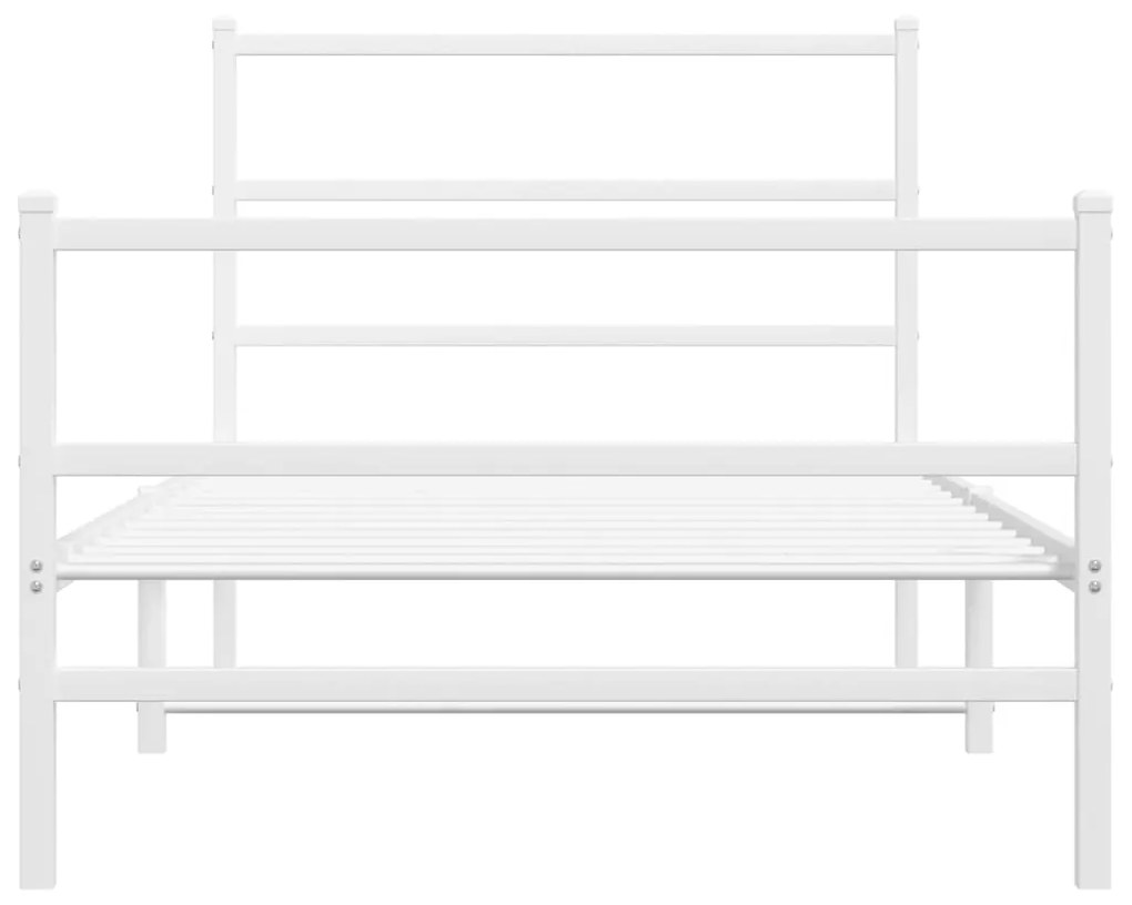 Estrutura de cama com cabeceira e pés 100x190 cm metal branco